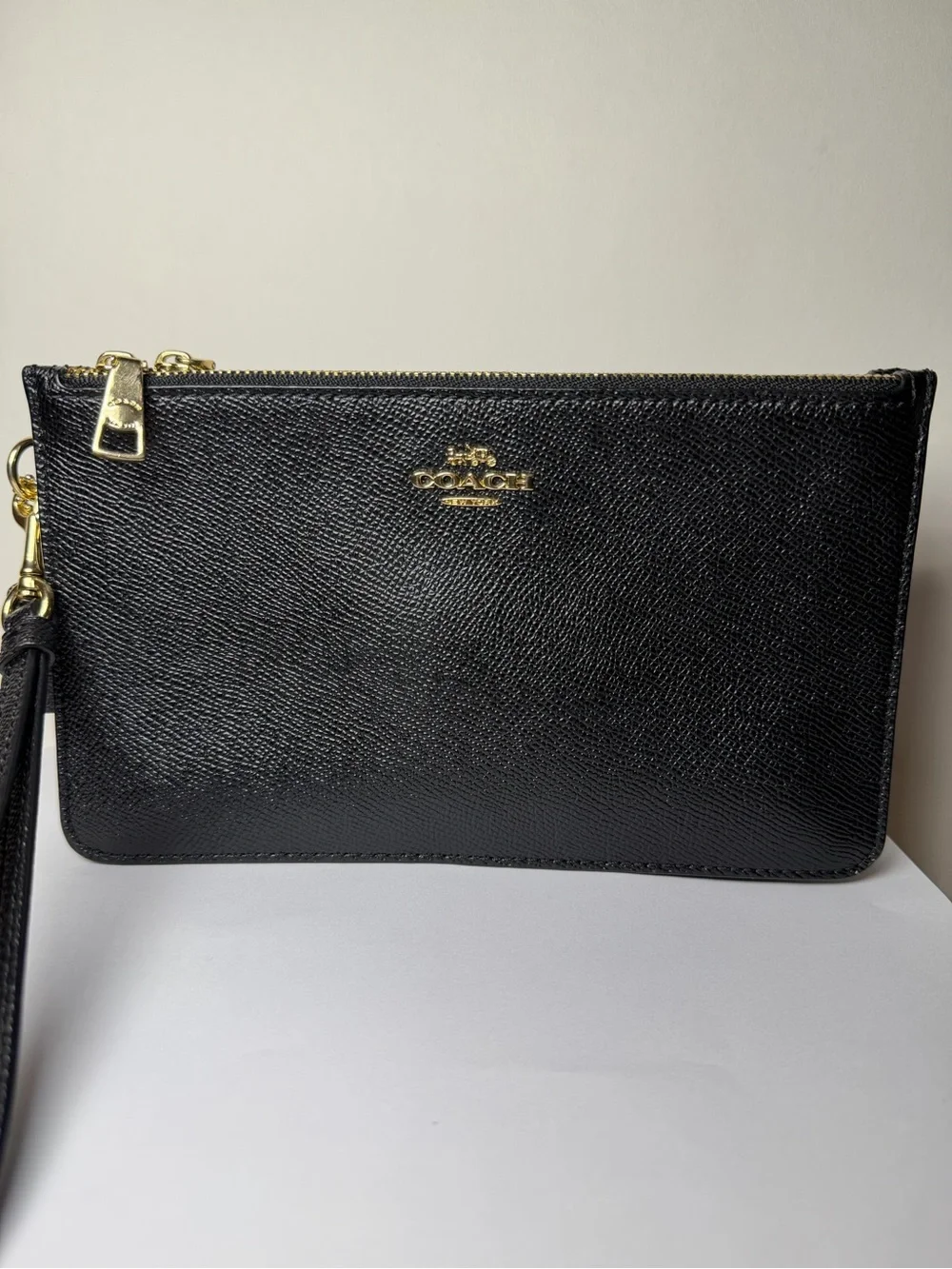 Coach Black Saffiano Leather Wristlet